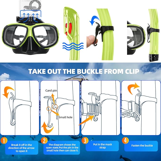 Nearsighted Snorkeling Gear for Adults Youth, Professional Full Dry Top Silicone Snorkel Set, Anti-Fog Scuba Diving Mask with Adjustable Strap