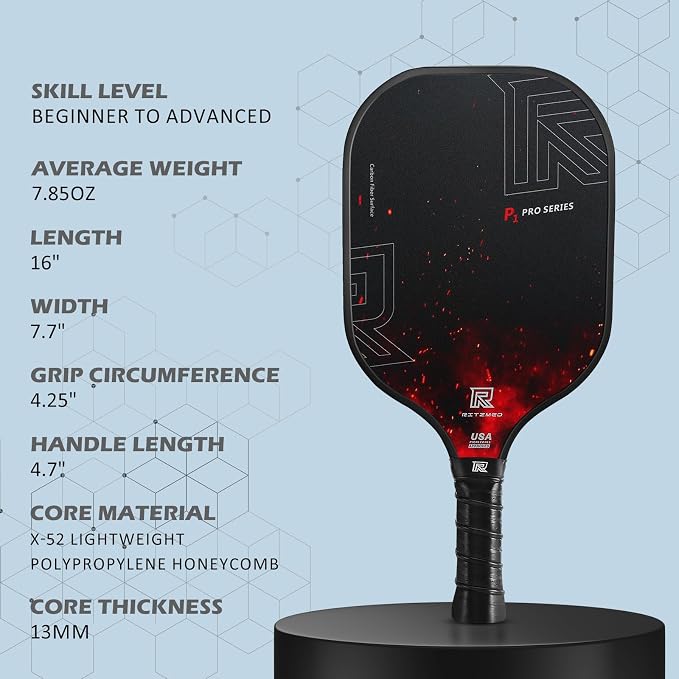 USAPA Approved Pickleball Paddles Set of 4 - T-300 Carbon Fiber Hybrid for Soft Touch & Control - Quiet Lightweight Core - Complete Starter Kit with Bag & Balls for Family & Beginners