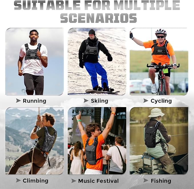 Running Hydration Vest with 2L Water Bladder, Lightweight Adjustable Hydration EDC Chest Pack for Men and Women, Water Backpack for Hiking, Cycling
