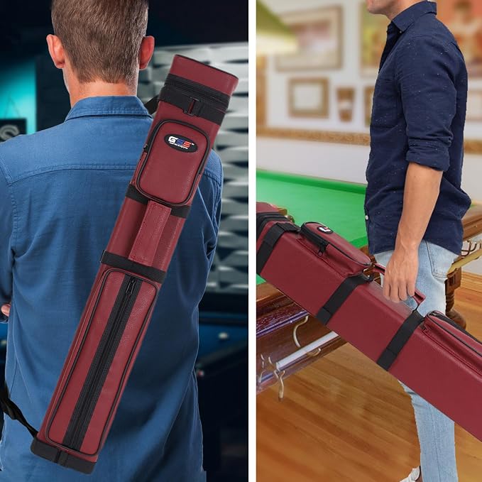 GSE Games & Sports Expert 3x6 Hard Pool Cue Case, Billiard Stick Carrying Bag for 3 Sticks, Holds 3 Butts and 6 Shafts (Several Colors Available)