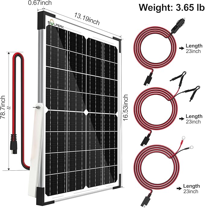 SOLPERK 12V 50W Solar Panel Kit, 2pcs 25W Solar Battery Maintainer+Waterproof 8A Controller+Adjustable Mount Bracket for Boat RV Car Motorcycle Marine Automotive