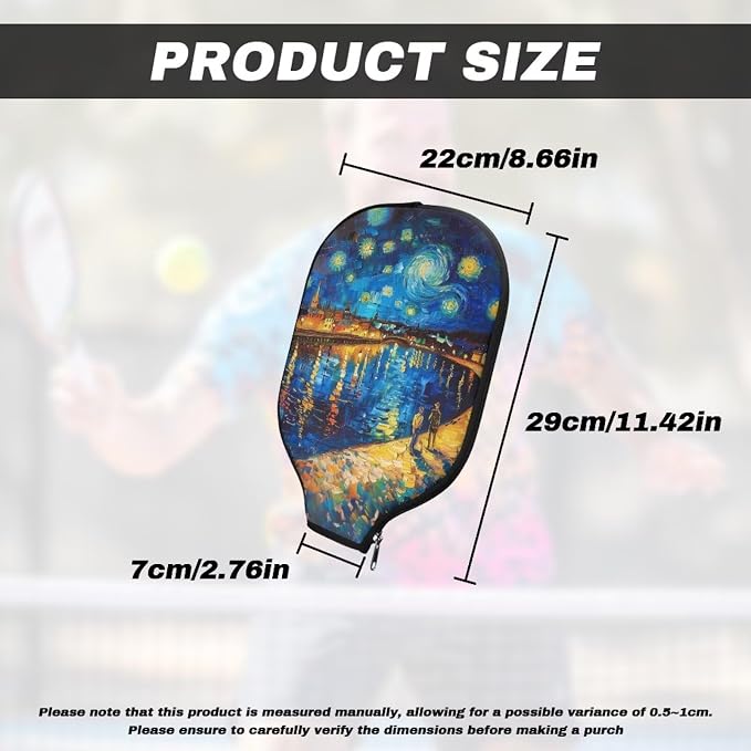 Starry Night 2 Pieces Pickle Ball Paddles Cover Lightweight Pickleball Racket Sleeve Zippered Pickleball Paddle Case Portable Racket Cover for Pickleball Fits Most Rackets 8.7 X 11.4 Inch