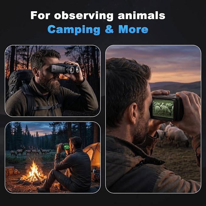 4K Night Vision Binoculars, 4.5'' HD Screen Night Vision Goggles Rechargeable 4000mAh with 7-Level IR & 8X Zoom for Camping Outdoor Exploration, Includes 32GB Card for Adults Wildlife