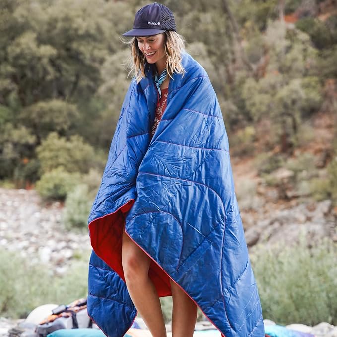Rumpl Backcountry Puffy Blanket, Ultra-Portable and Lightweight Adventure Blanket, 1-Person (52x75 inches), Redwood