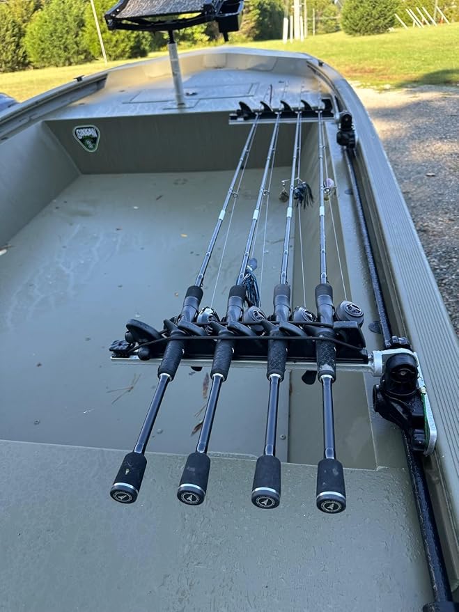 Fishing Rod Holder for Boat, Crappie Rod Holder for Transportation & Storage,180° Adjustable Angler Accessory for Fishing Boat & Pontoon boat (4 Rod)
