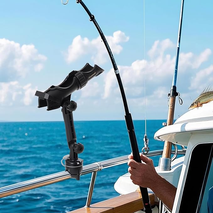 Hitorhike Kayak & Boat Fishing Rod Holder Set with Extender – Universal Reel Compatibility, 360° Adjustable, Heavy-Duty Mounts