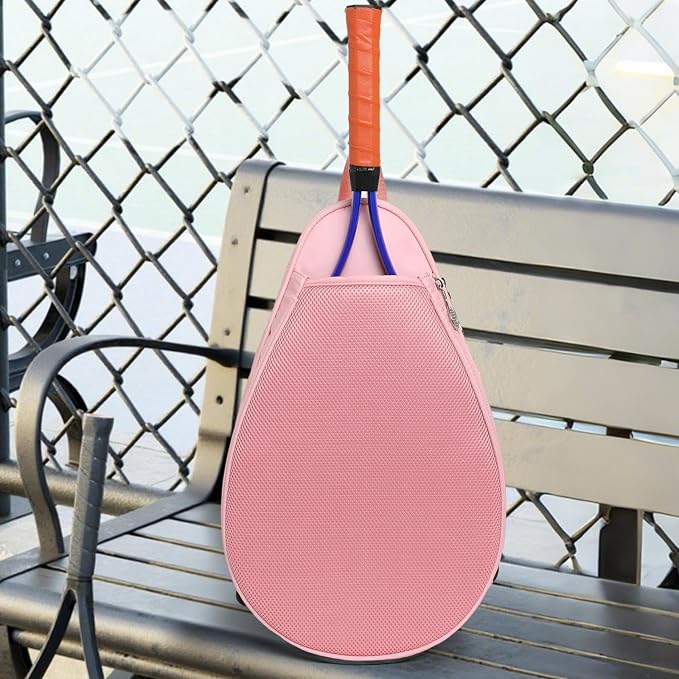 Tennis Racket Bag Waterproof Zipper Paddle Holder Crossbody Shoulder Bag for 1-2 Rackets, Lightweight Versatile Organizer