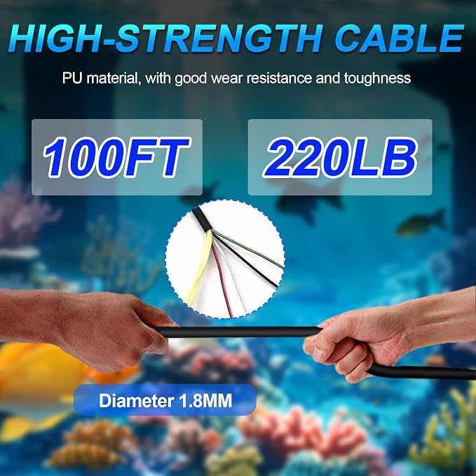 5 Inch Underwater Fishing Camera,1080P Underwater Fish Viewer with Night Vision,220° Wide Angle,8000mAh Battery,98ft Cable,Ice Fishing Camera for Lake Sea Boat Fishing