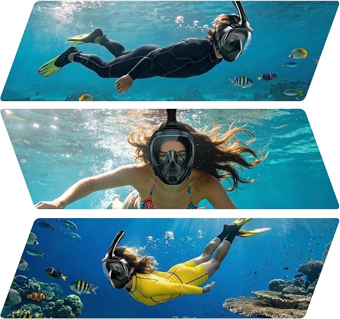 Aegend Full Face Snorkel Mask for Adults Youth, Snorkeling Gear with Emergency Removal Handle, Latest Dry Top System 180° HD View Safe Breathing, Anti-Fog Anti-Leak