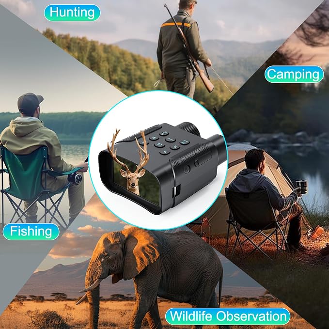 Night Vision Goggles, 4K Night Vision Binoculars for Adults with 8000mAh Rechargeable Battery, 4.0 HD Screen, 5X Digital Zoom, 7 Levels IR, 64GB Card,1968FT Range for Hunting & Camping
