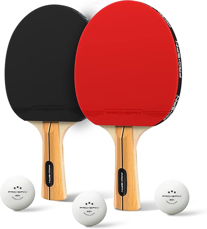 PRO-SPIN Ping Pong Paddles - High-Performance Set with Premium Table Tennis Rackets, 3-Star Ping Pong Balls, Compact Storage Case | Professional Quality Ping Pong Paddle Set | Indoor & Outdoor Games