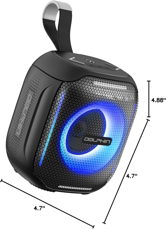 Dolphin S10 Portable Bluetooth Speaker - LED Lights - IPX5 Water Resistant Wireless Speaker - 5W Stereo Sound - Bluetooth 5.3-6H Playtime - Compact Mini Speaker for Beach Pool Fitness Travel Outdoor
