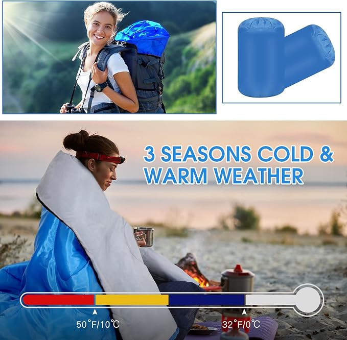 Macarrie 10 Pcs Bulk Sleeping Bags for Adults 0 Degree Waterproof Emergency Sleeping Bags with Compression Sack for Camping Hiking Backpacking Outdoor Activities