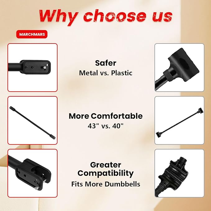 Dumbbell Barbell Converter Bar, Adjustable Dumbbell Bar for Home Gym, Compatible with Most Dumbbells, All-Metal Dumbell to Barbell Converter for Weight Lifting and Strength Training