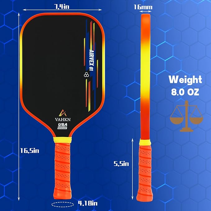 Pickleball Paddles |16MM Carbon Fiber Pickleball Paddle | High-Spin Textured Surface & Vibrant Gradient Edge | USAPA Approved Racket for Ultimate Power,Control & Precision