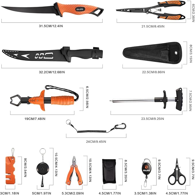 Fillet Knife Set for Beginner, Fishing Pliers Precisely, Fish Measuring Tape, Non Slip Grip Fishing Knife, Saltwater Fishing Accessories, Great Value Fishing Tackle