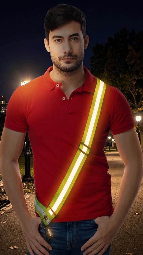 Bulk 10 Pack - Safety Reflective Sash for Walking at Night Adjustable Safety Sash for Men Women Kids Reflective Belt Sash for Running Walking Biking