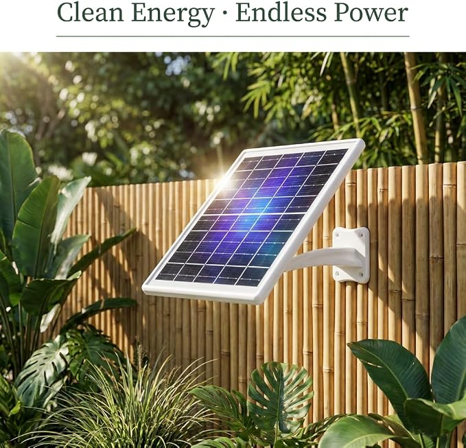 8W Solar Panel with 12000mAh Battery, 5V/12V USB C & DC Dual Output, IP65 Waterproof Solar Charger, Solar Panel for Security Camera, Trail Camera, Video Doorbell