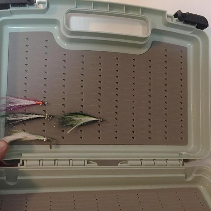 Aventik Streamer Fly Boxes Click Lock Large Streamer Flies Foam Storage Fishing Box Tackle Box Boating Fishing Boxes 14X11X3.35inch/10.43X8.27X3.15inch (SF2 Olivine B+B Foams-14X11X3.35inch)