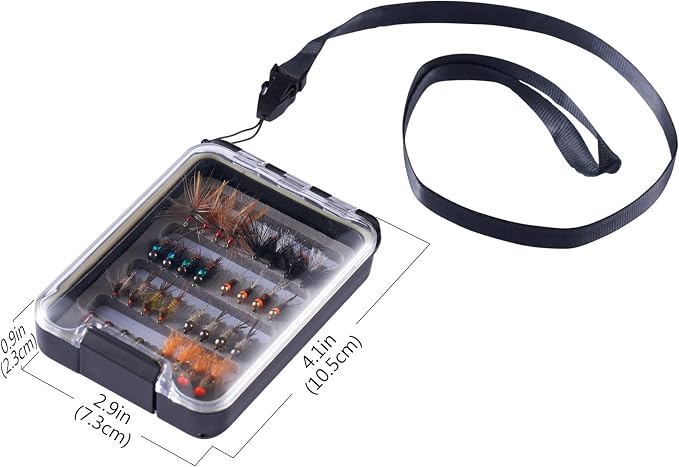 BASSDASH Fly Fishing Flies Kit Fly Assortment Trout Bass Fishing with Fly Box with Dry/Wet Flies, Nymphs, Streamers, Popper