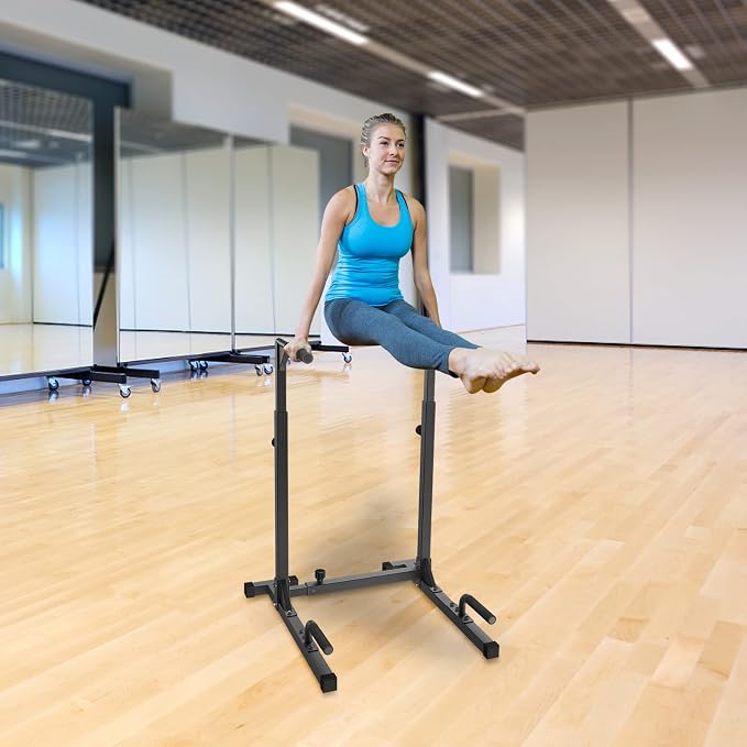 SELEWARE Heavy Duty Dip Bar, Adjustable Width & Height Dip Station Home Gym Fitness Equipment, 800lbs Capacity, Multifunctional Strength Training Dip Stand with Push Up Bar for Tricep Dips, L-Sits