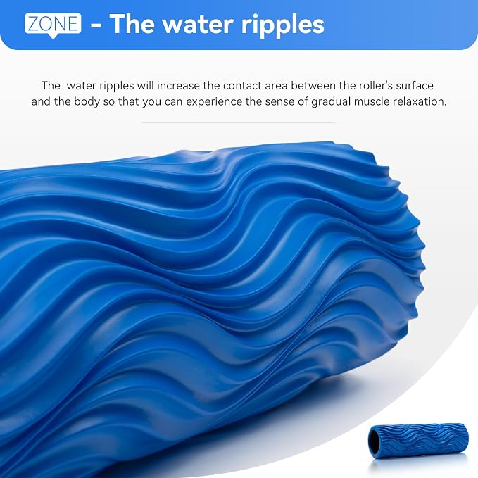 Foam Roller Medium Density Back Roller for Deep Tissue Muscle Massage of The Back and Leg Muscles - Self Myofascial Release of Painful, Wave Textured Muscle Roller, Fitness Roller for Pilates, Yoga