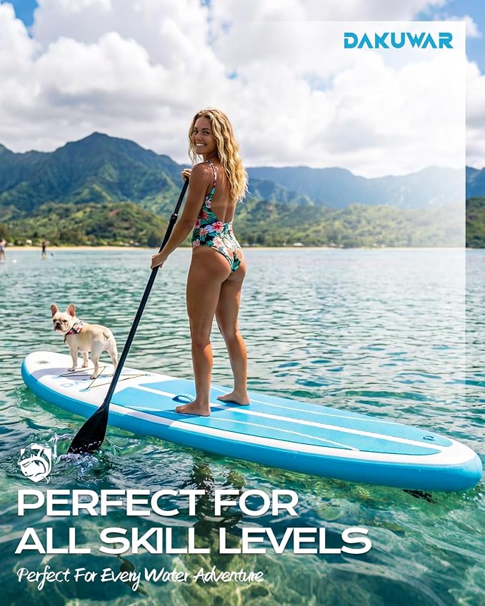 DAKUWAR Paddle Board 10'6''/10' Inflatable Stand Up Paddle Boards with SUP Accessories Ultra-Light Paddleboard Non-Slip Comfort Deck for Adults & Youth of All Skill Levels