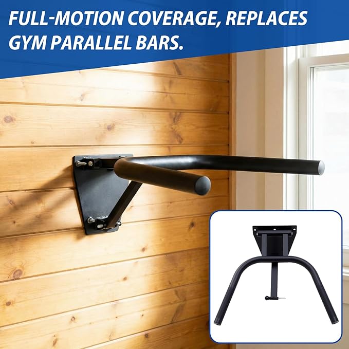 Zonon Wall Mount Dip Station Dip Bar Heavy Duty Wall Mount Pull up Bar for Home Gym Power Strength Training Workouts L Sits Knee Raises Gymnastics and Upper Body Fitness Training Max Capacity 400 lb