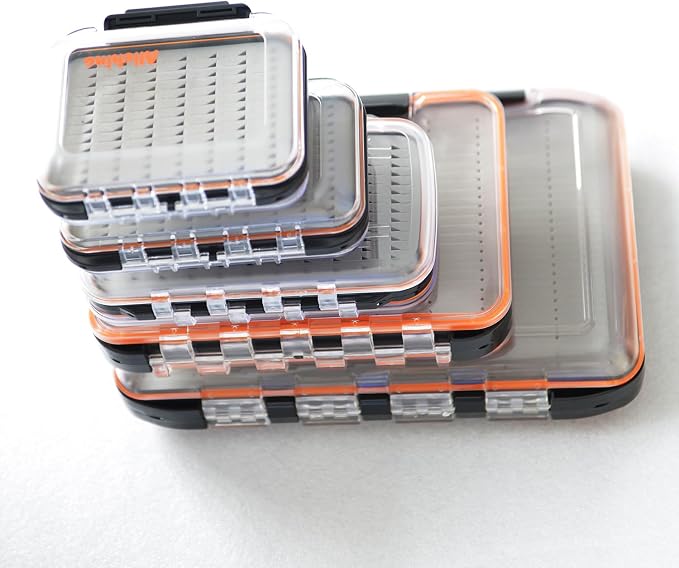 ALICHINO Fly Box for Fly Files Ice Jig Box Two Sided Waterproof Fly Fishing Box for Nymphs and Streamers (Grey Foam Insert, XM 6.2 * 4 * 1.6 Inch)