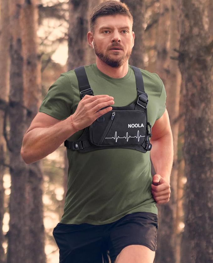 NOOLA Running Chest Pack, Running Vest for Men with Reflective Back, Sport Chest Bag for Runners, Cycling, Biking, EDC Pouch