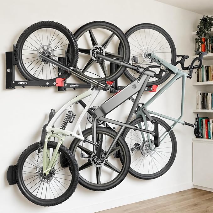 Favoto Swivel Bike Wall Mount - No Heavy Lifting Vertical Bike Rack for Garage & Home, Fits up to 29" Wheels 2.4" Tires, Road/MTB Hanger, Holds 77 lbs