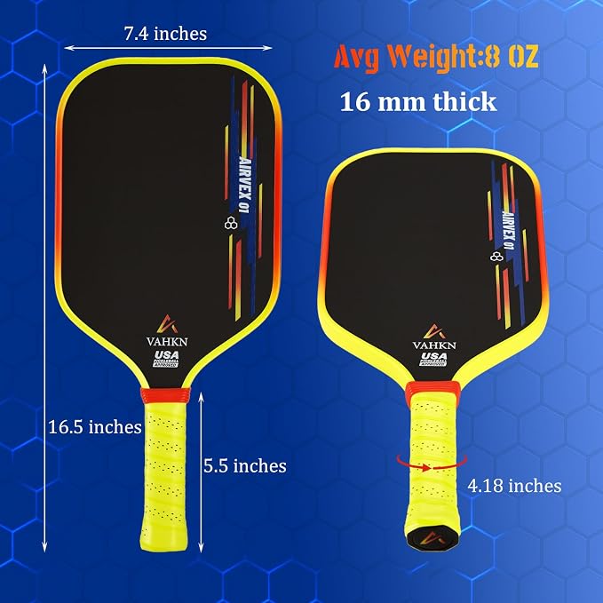 Pickleball Paddles |16MM Carbon Fiber Pickleball Paddle | High-Spin Textured Surface & Vibrant Gradient Edge | USAPA Approved Racket for Ultimate Power,Control & Precision