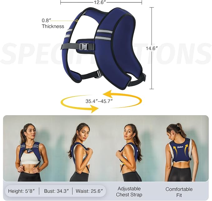 ZELUS Weighted Vest, Washable Z-Fit Soft Iron Weighted Vest for Women and Men, 5/10/15 lb Weight Vest with Reflective Strips & Adjustable Straps, Ultra Thin Weight Vest for Gym Strength Training