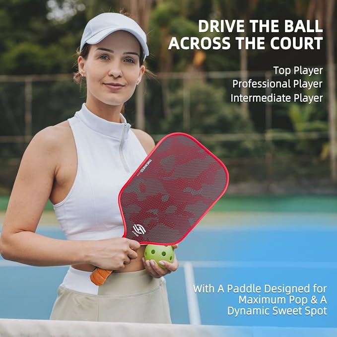 Pickleball Paddles, Professional Carbon Fiber Pickleball Paddle for High Spin & Powerful Shots with Honeycomb Core Pickleball Racket for Indoor Outdoor Play