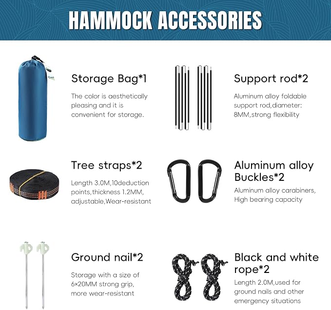Professional Camping Hammock with Mosquito Net, Lightweight Portable Double, with Two 10 FT Hammock Tree Straps, 210T Nylon,Rain and Sun Protection,Hammock for Camping, Hiking, Yard, Backpacking