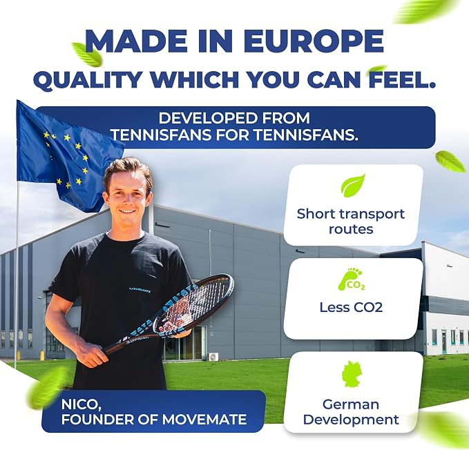 MOVEMATE Tennis-Trainer Set with Wilson® Tennis Ball | Innovative Ball Game for Outdoors, in The Garden, in The Park for Children & Adults | Incl. Transport Bag & Exercise Videos