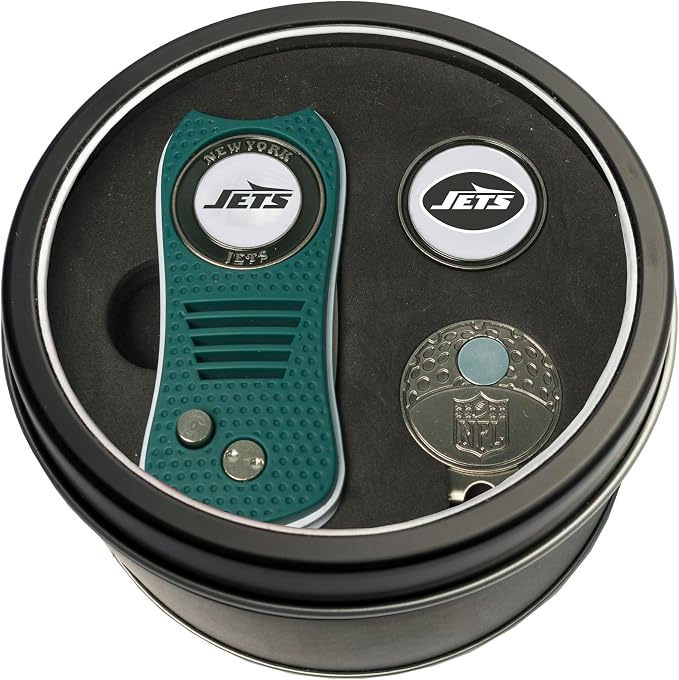 Team Golf NFL Gift Set Switchblade Divot Tool, Cap Clip, & 2 Double-Sided Enamel Ball Markers, Patented Design, Less Damage to Greens, Switchblade Mechanism