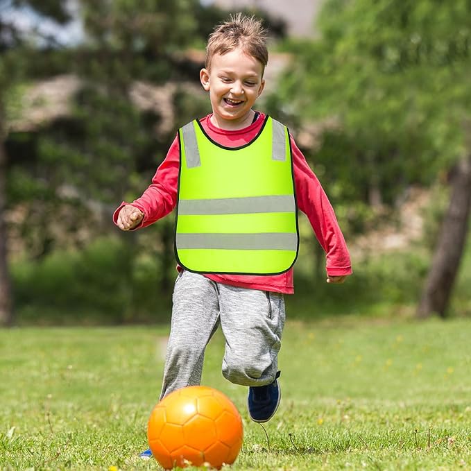 M-Aimee 30 Pcs Hi Vis Vests for Kids Children High Visibility Vest Bulk Reflective Safety High Vis Vest Neon Yellow Traffic Safety Jacket for Students Running Cycling Skiing