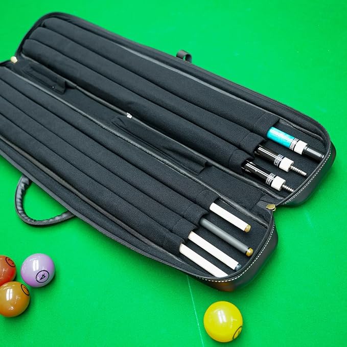 KONLLEN 2x4 Hard Pool Cue Case – Professional Billiards Cue Case for 2 Butts & 4 Shafts, Durable Hard Shell Cue Bag with Adjustable Shoulder Strap, Large Storage Pockets