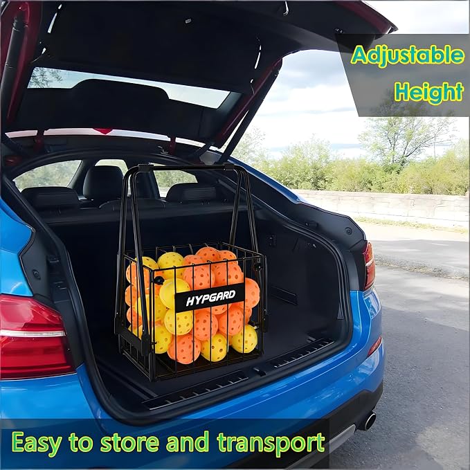 Pickleball & Tennis Ball Hopper, Sports Balls Teaching Cart, Portable Lightweight Softball Caddy, Large Capacity Baseball Basket Carrier for Training
