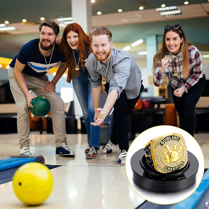 Highergo 10 Pcs Basketball Softball Baseball MVP Dancer Champion Trophy Ring with Display Stand Star Football Soccer Volleyball Golf Cheerleading Bowling Track Field