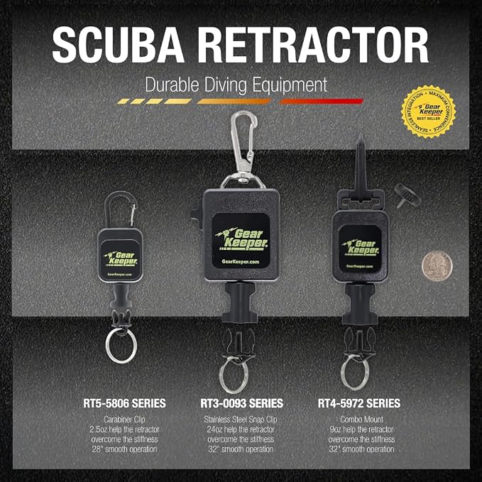 Gear Keeper Scuba Retractable Lanyard for Dive Console & Depth Gauge - Keeps Scuba Gear Secure & Accessible - Made in USA