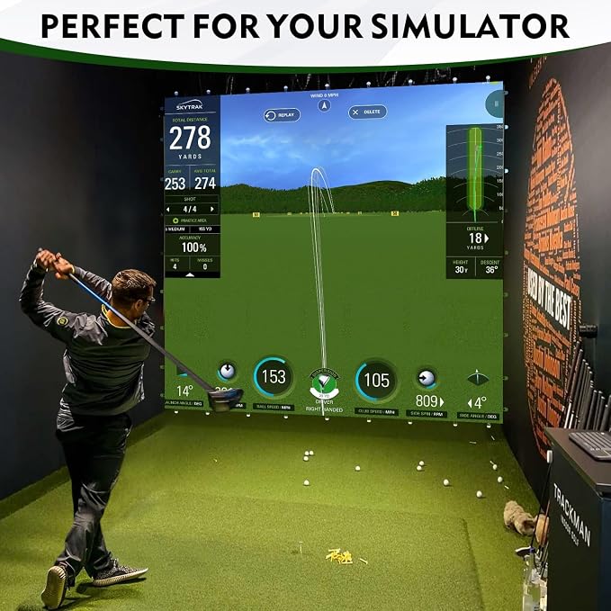 Golf Impact Screen with Upgraded Grommet Slings, 3D Air Mash Golf Simulator Impact Screen for Training, Golf Simulators Hitting Mat for Home, Indoor, Outdoor