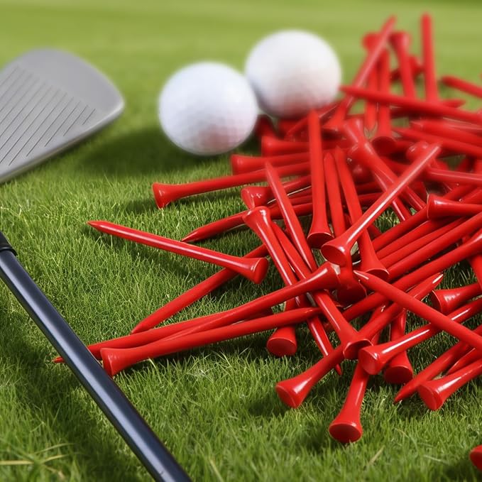 FINGER TEN Bamboo Golf Tees Wood 1 1/2 2 3/4 3 1/4 Inch Wooden Short Long Tee Color Bulk 250/500/1000/2000 Count for Men Women Kids in Red Pink USA Flag