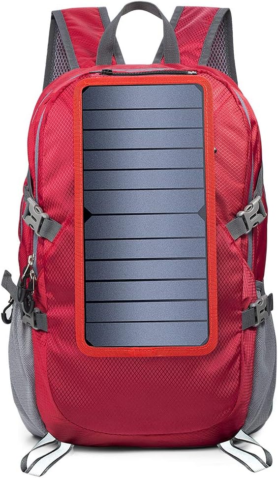 Solar Backpack Foldable Hiking Daypack With 5V Power Supply