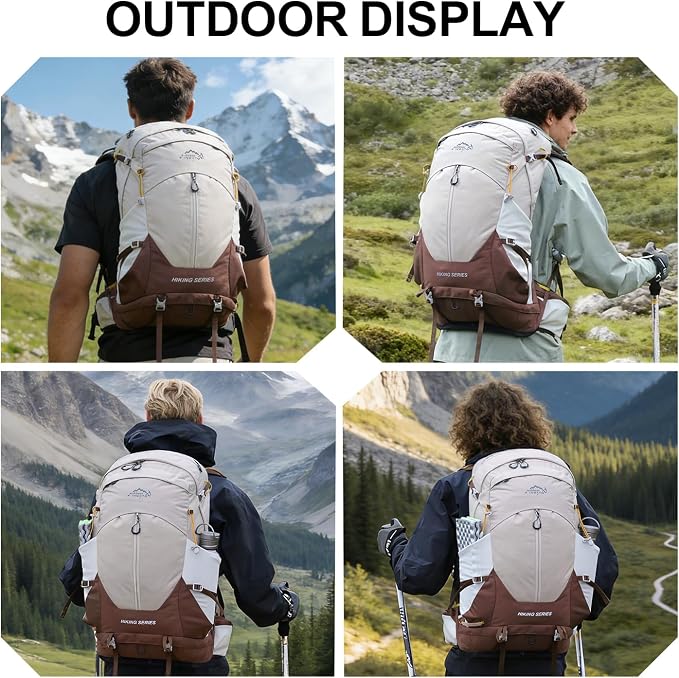 IX INOXTO Hiking Backpack, Camping Backpack, 30L Waterproof Hiking Daypack with 3L Water Bladder and Rain Cover (Khaki)