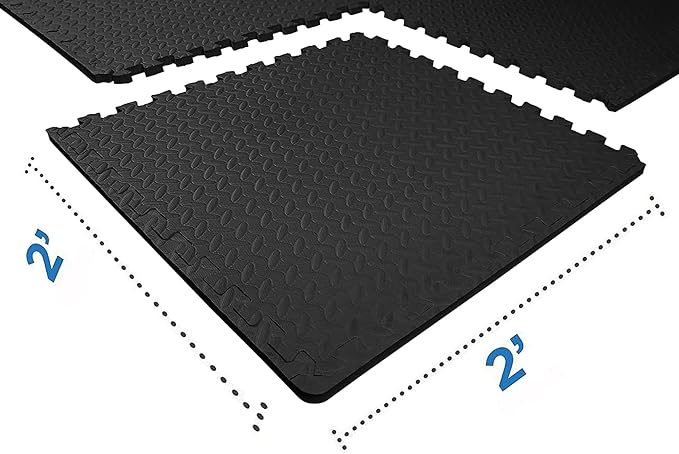 BalanceFrom 24x24 Inch EVA Interlocking Foam Exercise Tile Mat – Non-Slip Puzzle Flooring for Home Gym, Fitness Studio, or Playroom with Multiple Thickness, Coverage Sizes and Color Options
