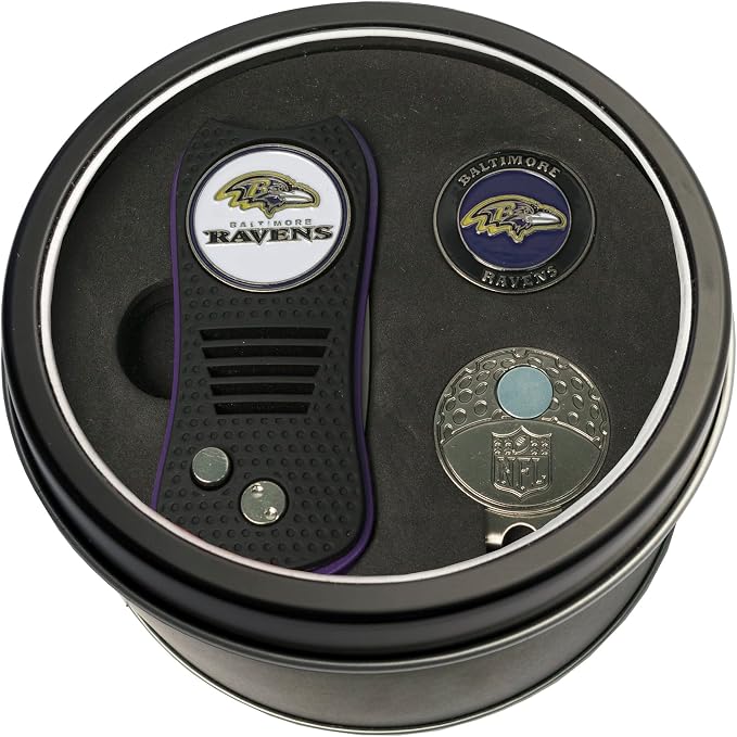Team Golf NFL Adult-Unisex Tin Gift Set with Switchfix Divot Tool, Cap Clip, and Ball Marker