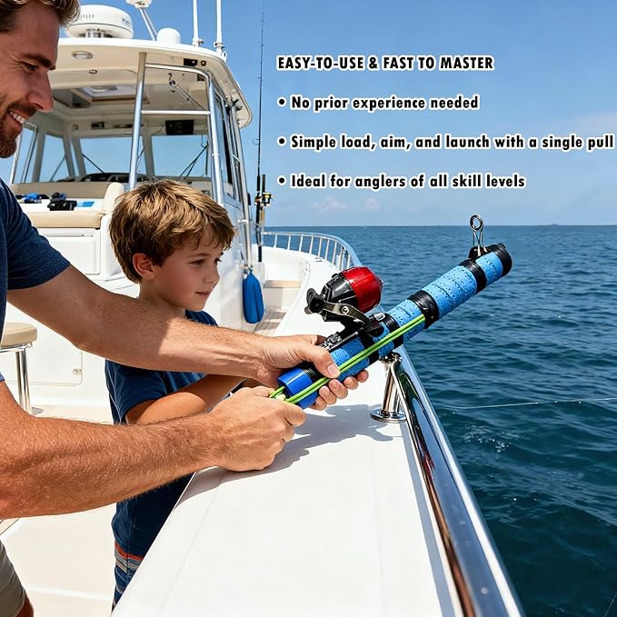 Fishing Catapult Rod Spincast Reel Portable Salt Fresh Water Gear | Upgraded Wrap Foam Grip, Anti-Slip & Freeze-Proof; Attach Sinkers to Hooks for Long Casting Distancer