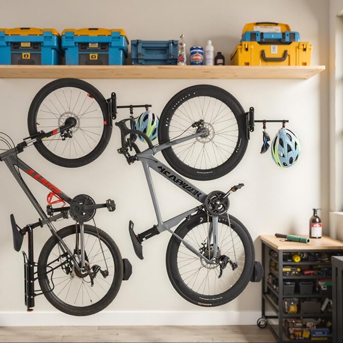 Swivel Bike Wall Mount, Bike Hangers for Garage, Space-Saving Vertical Bike Rack, Sturdy Bike Storage Rack Holds Up to 66lbs with No-scratch Protection, Easy to Install, 4 Pack